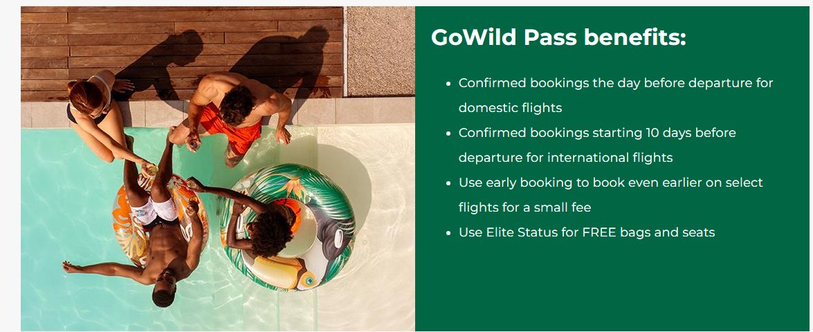 The GoWild Pass benefits panel from the Frontier Airlines website